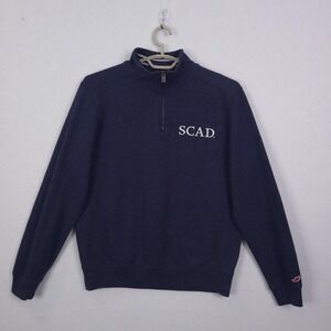 League Sweatshirt Mens Small Blue 1/4 Zip SCAD College Triblend Fleece Pullover